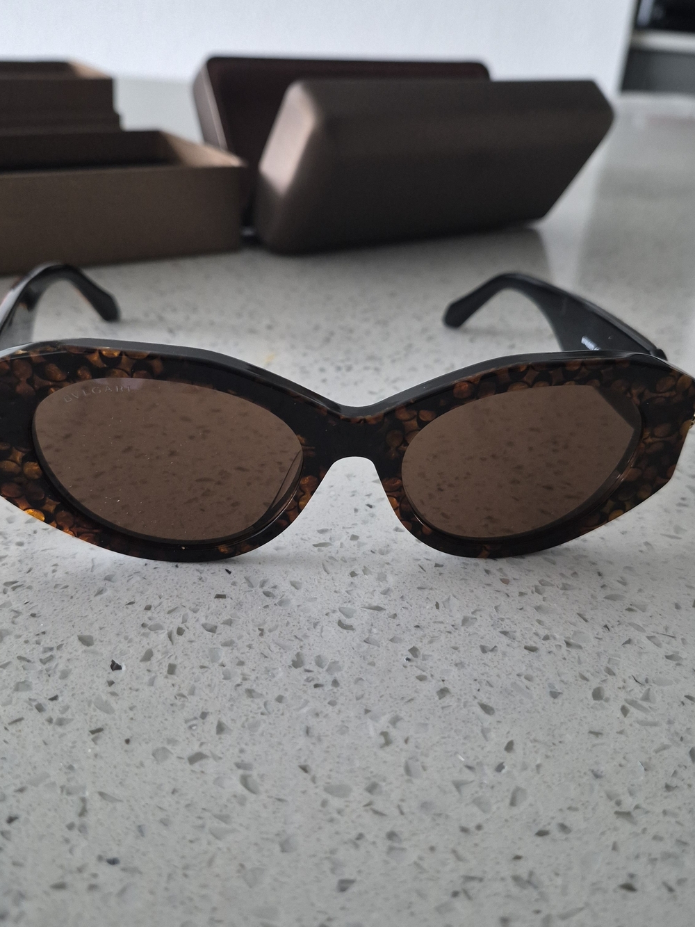 Bvlgari Bulgari Authentic Women's Tortoiseshell Brown Oval Sunglasses